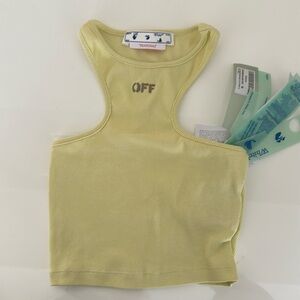 Off White - ribbed cotton stamped crop tank